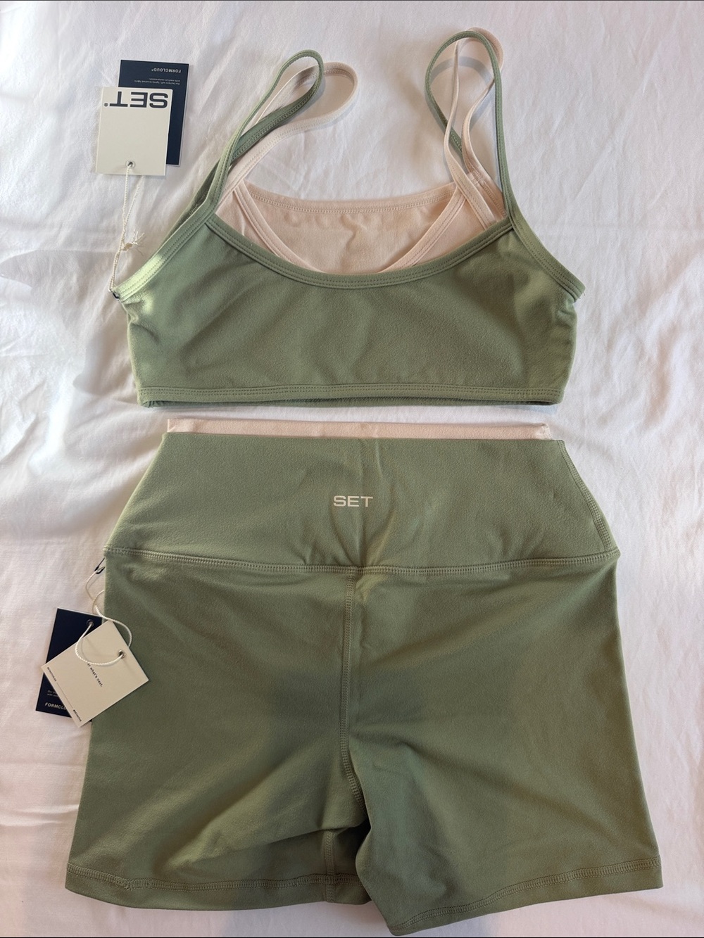 SET Active Olive Green & Cream Athletic Shorts Set - Picture 5 of 5